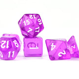 7pcs RPG Full Dice Set - Clear Purple Acrylic