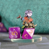 7pcs Miniature RPG Full Dice Set - Magenta Silk Acrylic
