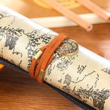 PU Leather Roll Pencil Case Wrap Map Compass
