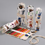12/24/36/48/72 Holes Roll Canvas Pencil Case Wrap - Safari