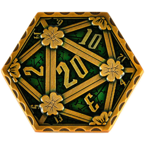 D2 RPG Coin - Green Enamel in Gold Metal