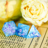 7pcs RPG Full Dice Set - Butterfly in Blue Resin