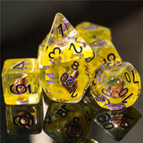 7pcs RPG Full Dice Set - Fire in Clear Yellow Resin
