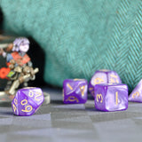 7pcs Miniature RPG Full Dice Set - Purple Silk Acrylic