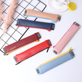 PU Leather Zipper Pencil Case Modern Strap