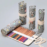 12/24/36/48/72 Holes Roll Canvas Pencil Case Wrap - Farm