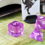 7pcs RPG Full Dice Set - Clear Purple Acrylic