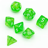 7pcs RPG Full Dice Set - Glitter in Green Acrylic