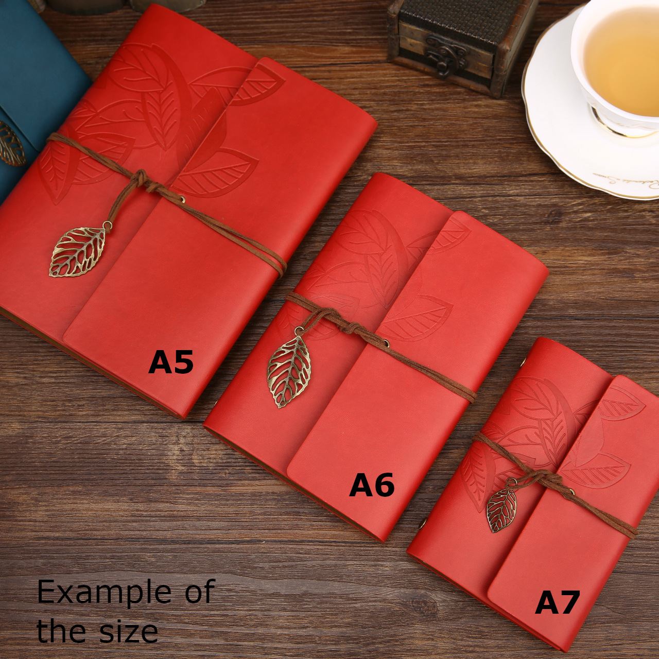 A5 A6 A7 High-end Leather Cover Lattice Pattern Binder Grid Red