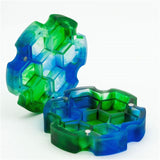 Dice Storage Box - Blue & Green Resin Hexagon