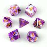 7pcs RPG Full Dice Set - Blend of Purple & White Acrylic