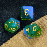 7pcs RPG Full Dice Set - Layered Blue & Green with Shimmer Resin