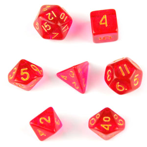 7pcs Miniature RPG Full Dice Set - Clear Red Acrylic