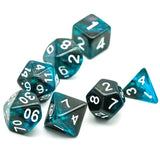 7pcs RPG Full Dice Set - Glitter in Blue & Black Acrylic