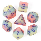 7pcs RPG Full Dice Set - Layered Pink, Blue & White Resin