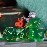 7pcs Miniature RPG Full Dice Set - Clear Green Acrylic