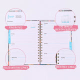 A5 2023 Diary Wirebound- Abstract Cyan