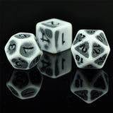7pcs RPG Full Dice Set - Black on White Acrylic