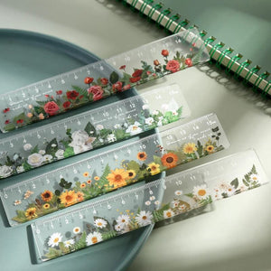 15cm Acrylic Rulers Pictorial Flowers