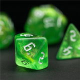 7pcs RPG Full Dice Set - Glitter in Green Acrylic