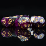 7pcs RPG Full Dice Set - Glitter in Black & Purple Acrylic