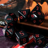 7pcs RPG Full Dice Set - Red on Solid Black Acrylic