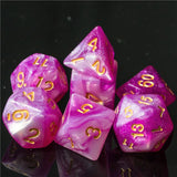 7pcs RPG Full Dice Set - Glitter in Pink & White Acrylic