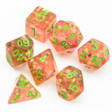 7pcs RPG Full Dice Set - Confetti in Frosted Pink Resin