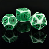 7pcs RPG Full Dice Set - Green on White Acrylic