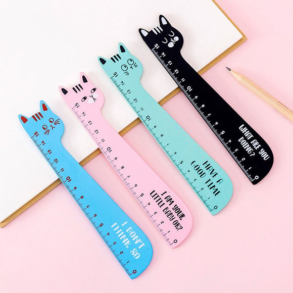 15cm Wood Rulers Clueless Cat Collection