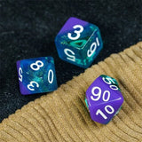 7pcs RPG Full Dice Set - Layered Purple & Teal with Shimmer Resin
