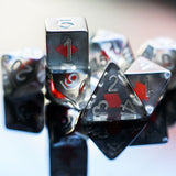 7pcs RPG Full Dice Set - Diamonds in Clear Black Resin
