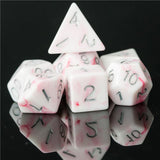7pcs RPG Full Dice Set - Pink Swirl in White Resin