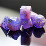 7pcs RPG Full Dice Set - Glitter in Purple & Pink Resin