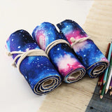 12/24/36/48/72 Holes Roll Canvas Pencil Case Wrap - Nebula in Blue Space