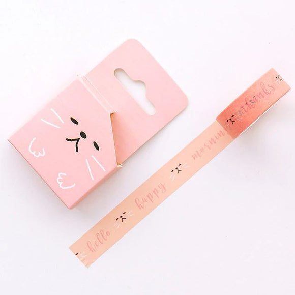 15mm/5m Paper Washi Tape Cat Face & Quotes