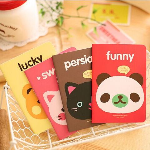 4pcs Mini Lined Notebook Cute Animals Collection Pack