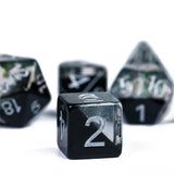 7pcs RPG Full Dice Set - Layered Black & Clear with Shimmer Resin