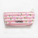 Canvas Zipper Pencil Case - Flamingos