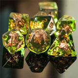 7pcs RPG Full Dice Set - Wolf in Clear Green Resin