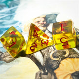 7pcs RPG Full Dice Set - Axe in Clear Yellow Resin