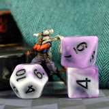 7pcs RPG Full Dice Set - Purple on White Acrylic