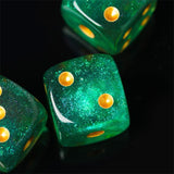 6pcs 16mm D6 RPG Dice Set - Glitter in Green Acrylic