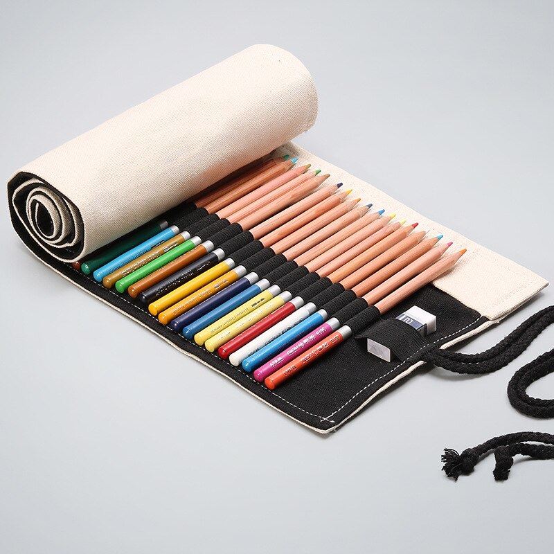 Pencil Roll Wrap,drawing Coloring Canvas Pencil Roll 36/48/72 Slots Artist Pencils  Pouch Case Canvas Stationery