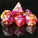 7pcs RPG Full Dice Set - Glitter in Pink & Yellow Acrylic