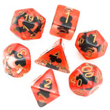 7pcs RPG Full Dice Set - Clubs in Clear Red Resin