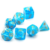 7pcs RPG Full Dice Set - Glitter in Blue & White Acrylic