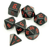 7pcs RPG Full Dice Set - Red on Solid Black Acrylic