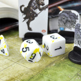 7pcs RPG Full Dice Set - Yellow on White Acrylic