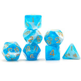 7pcs RPG Full Dice Set - Glitter in Blue & White Acrylic
